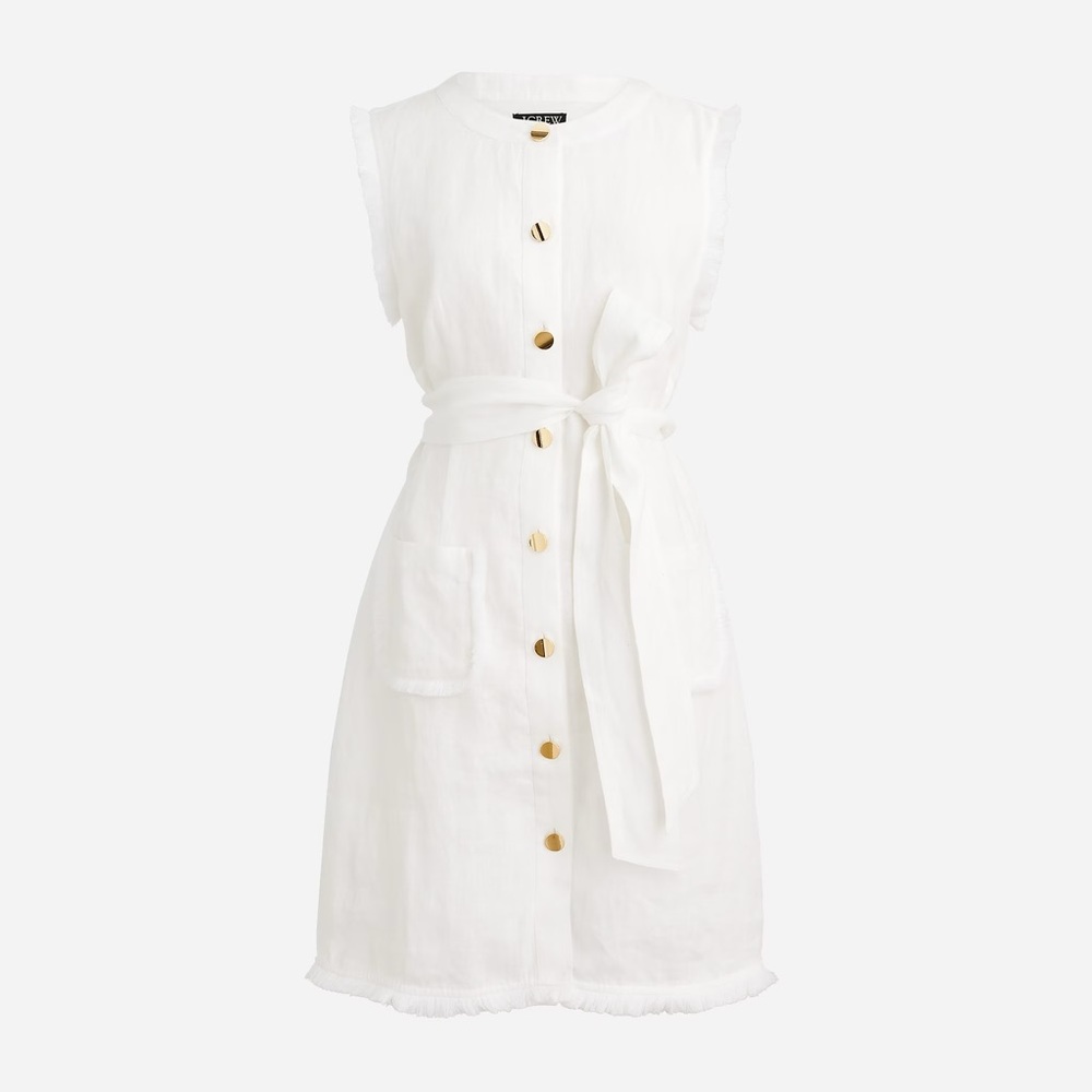 J.Crew Raw-hem mini shirtdress in linen White Size XS